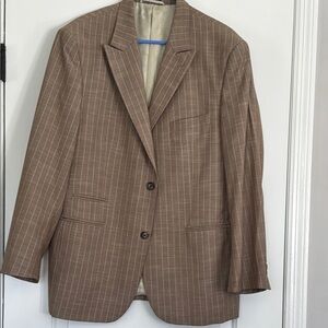 STEVE HARVEY CELEBRITY EDITION TAN STRIPED 3PC SUIT SIZE 44R/38R